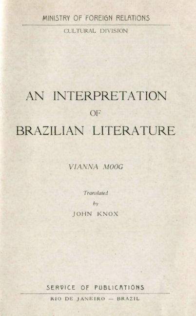Capa do Livro An Interpratation of Brazilian Literature