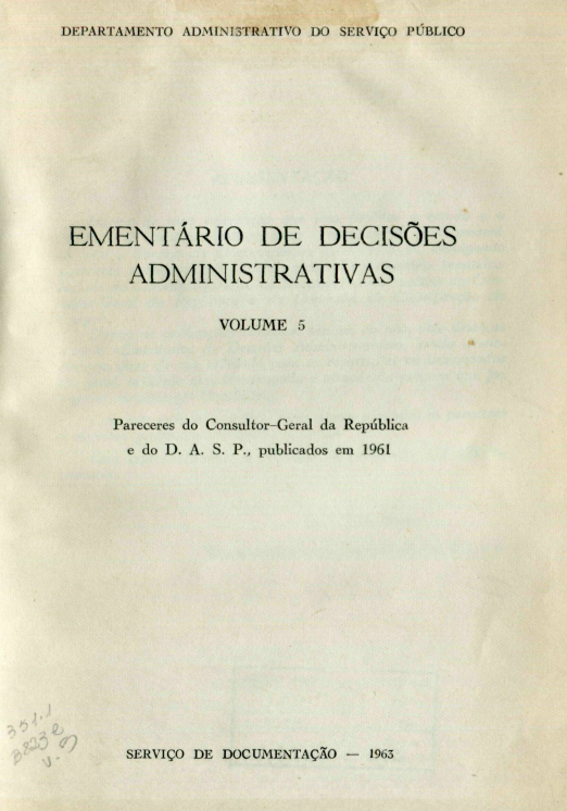 Capa do Livro Ementário de Decisões Administrativas - Volume 5