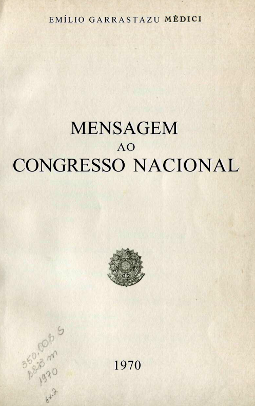 Capa do Livro Mensagem ao Congresso Nacional