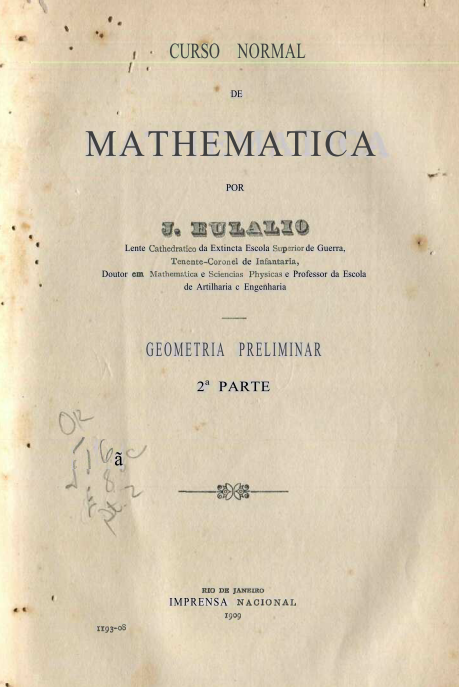 Capa do Livro Curso Normal de Mathemática - Geometria Preliminar 2ª parte