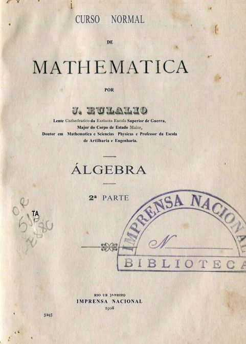Capa do Livro Curso Normal de Mathemática
