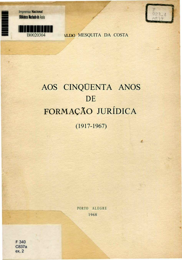 Capa do Livro Aos Cinquenta Anos de Formação Jurídica (1917-1967)