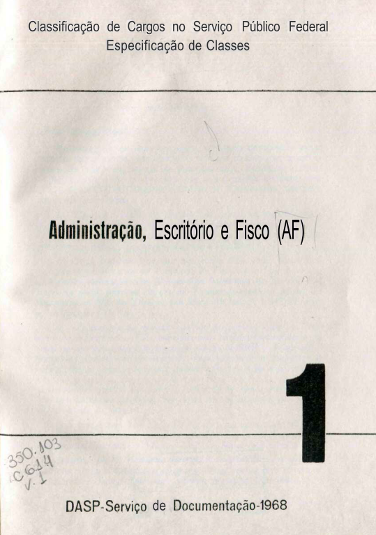 Capa do Livro Classificação de Cargos no Serviço Público Federal - Administração, Escritório e Fisco (AF)