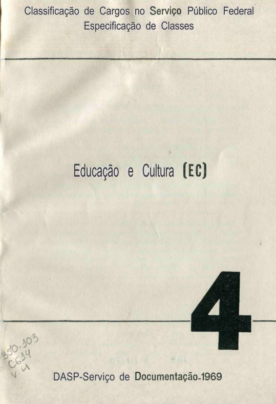 Capa do Livro Classificação de Cargos no Serviço Público Federal--Educação e Cultura (EC)