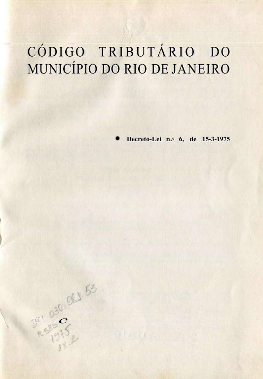 Capa do Livro Código Tributário do Município do Rio de Janeiro