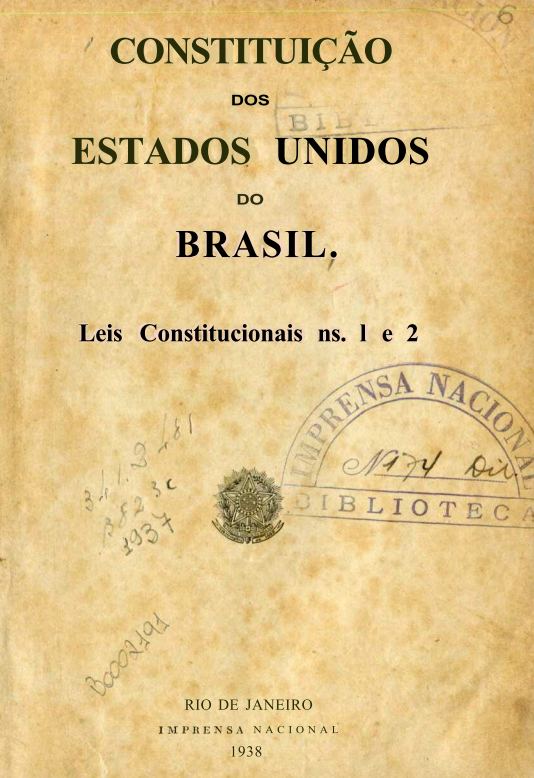 Capa do Livro Constituição dos Estados Unidos do Brasil - Leis Constitucionais ns. 1 e 2