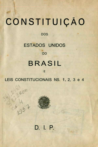 Capa do Livro Constituição dos Estados Unidos do Brasil e Leis Constitucionais ns. 1,2,3 e 4