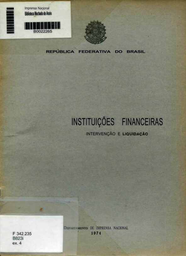 Capa do Livro Instituições Financeiras (Intervenção e Liquidação)