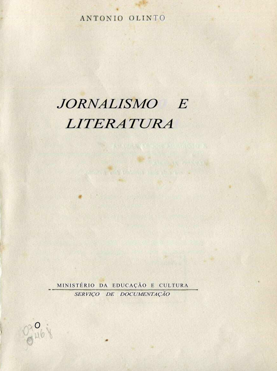 Capa do Livro Jornalismo e Literatura