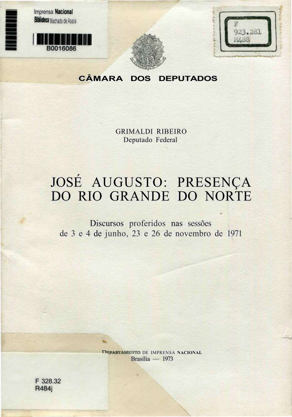 Capa do Livro José Augusto Presença do Rio Grande do Norte