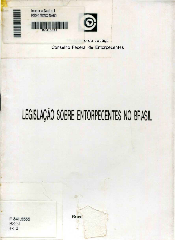 Capa do Livro Legislação Sobre Entorpecentes no Brasil