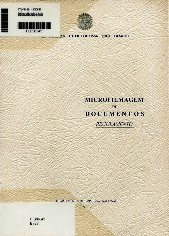 Capa do Livro Microfilmagem de Documentos (Regulamento)