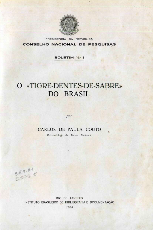 Capa do Livro O Tigre-Dentes-De-Sabre do Brasil