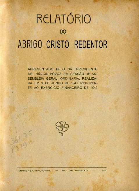 Capa do Livro Relatório do Abrigo Cristo Redentor