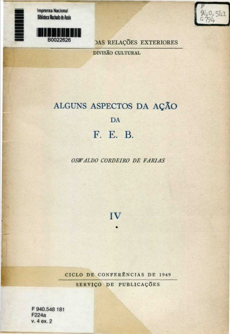 Capa do Livro Alguns Aspectos da Ação da F.E.B.