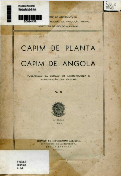 Capa do Livro Capim de Planta e Capim de Angola