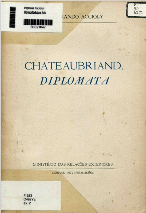 Capa do Livro Chateaubriand Diplomata