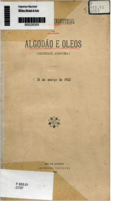 Capa do Livro Companhia Industrial de Algodão e Óleos (sociedade anonyma)