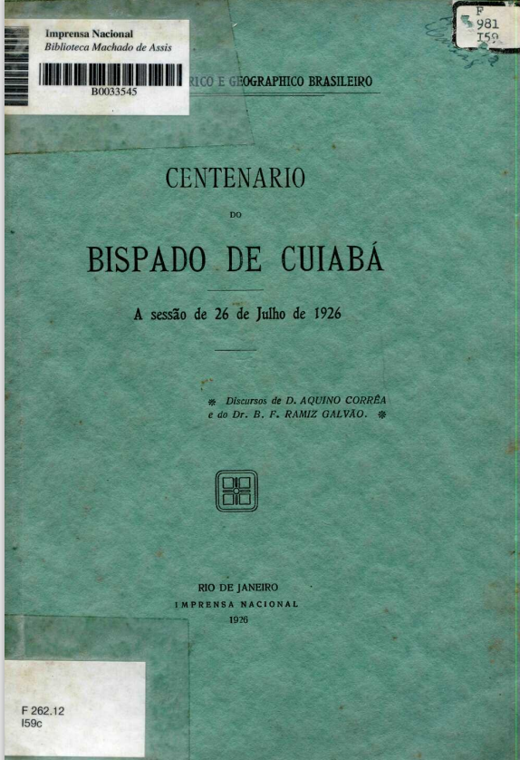 Capa do Livro Centenário do Bispado de Cuiabá