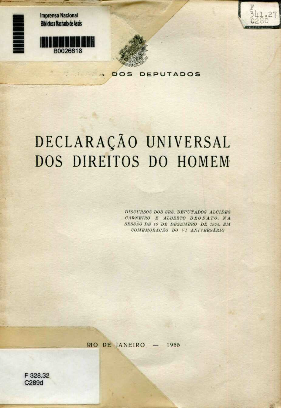 Capa do Livro Delaração Universal dos Direitos do Homem