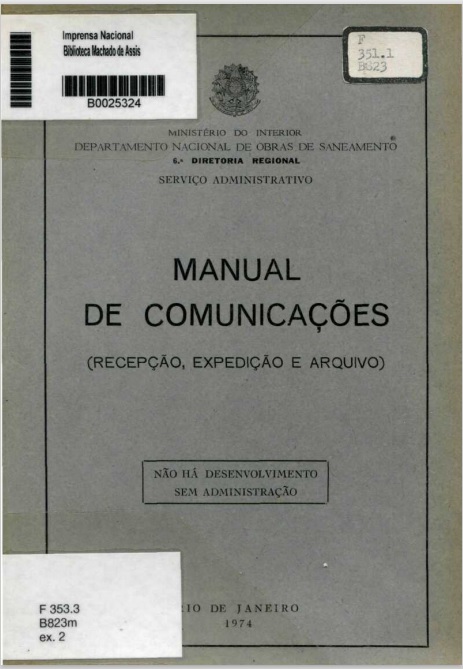 Capa do Livro Manual de Comunicações (Recepção, Expedição e Arquivo)