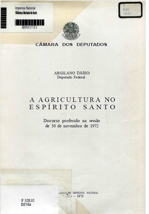 Capa do Livro A Agricultura no Espírito Santo