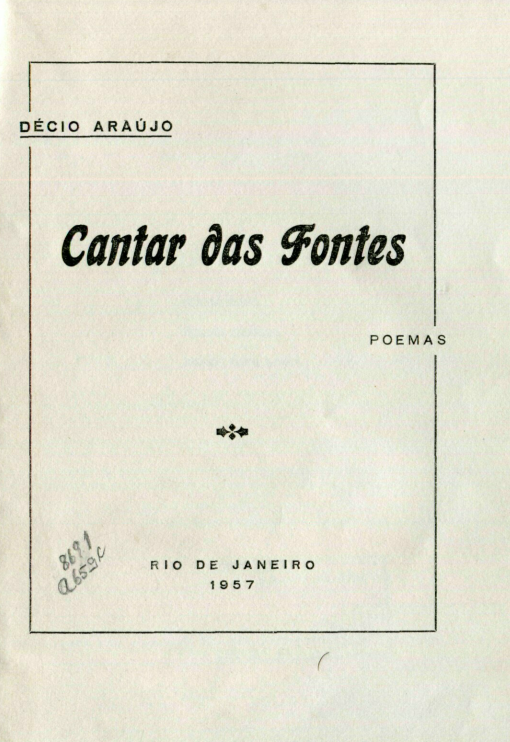 Capa do Livro Cantar das Fontes