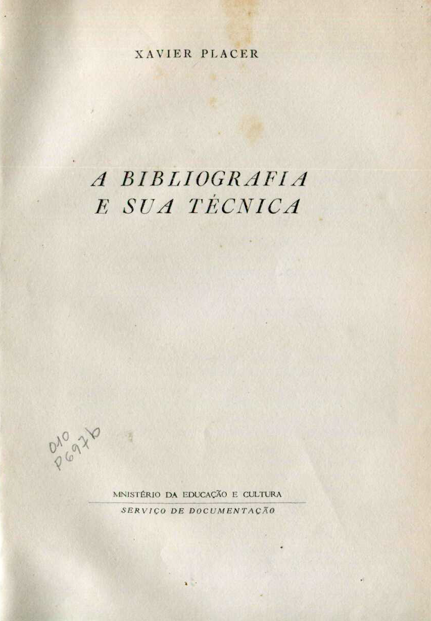 Capa do Livro A Bibliografia e sua  Técnica