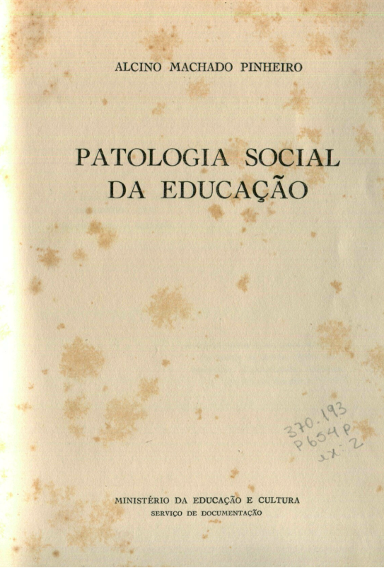 Capa do Livro Patologia Social da Educação