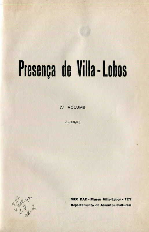 Capa do Livro Presença de Villa-Lobos