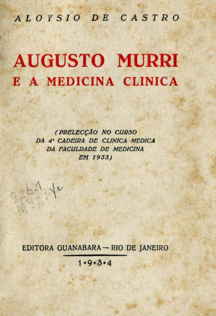 Capa do Livro Augusto Murri e a Medicina Clínica