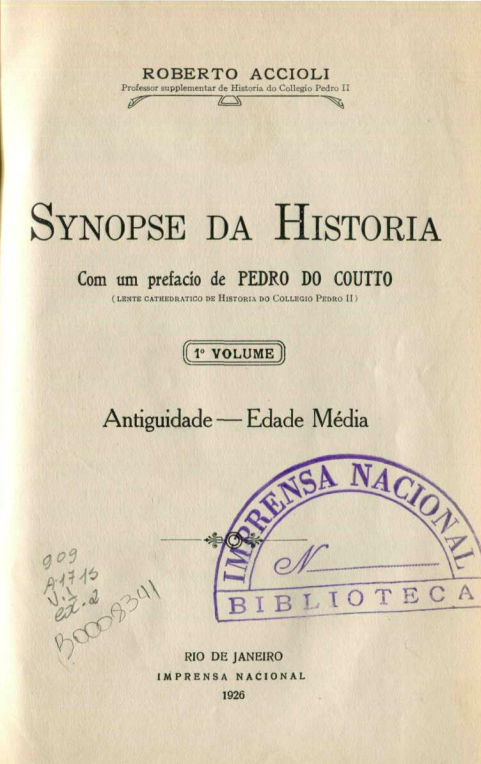 Capa do Livro Synopse da Historia volume I