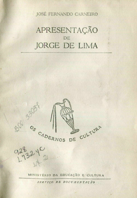 Capa do Livro Apresentação de Jorge Lima