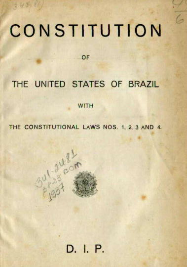 Capa do Livro Constitution of The United States of Brazil--Laws 1,2,3 and 4