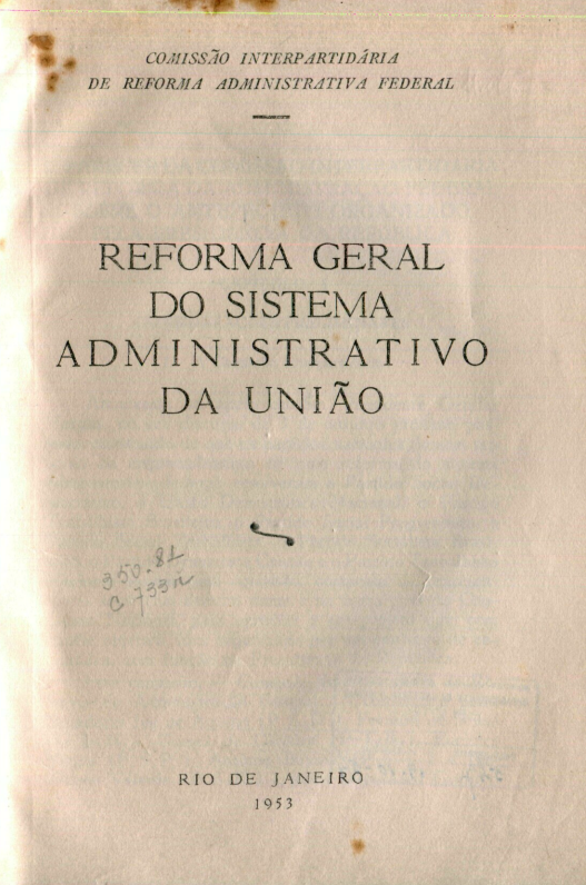 Capa do Livro Reforma Geral do Sistema Administrativo da União