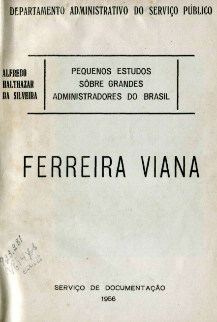 Capa do Livro Pequenos Estudos Sobre Administradores Brasileiros -Ferreira Viana