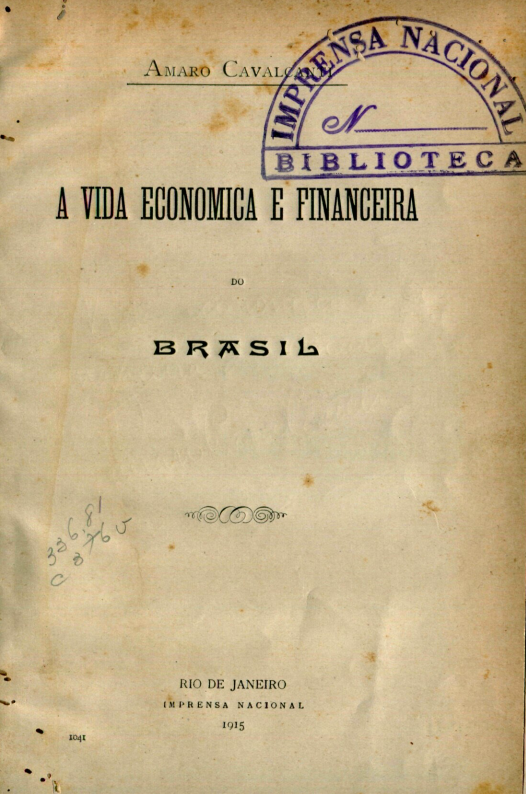 Capa do Livro A Vida Economica e Financeira do Brasil