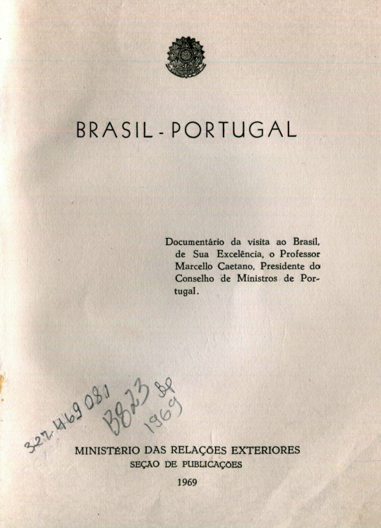 Capa do Livro Brasil - Portugal, Visita Oficial do Prof. Marcelo Caetano