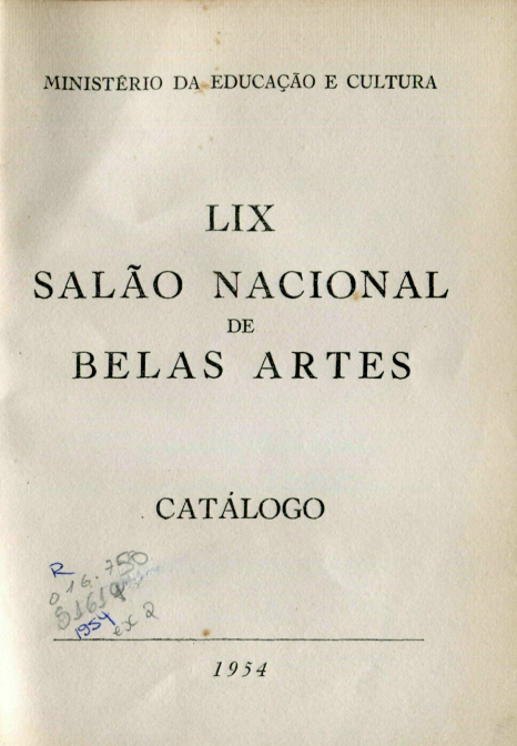 Capa do Livro LIX Salão Nacional de Belas Artes - Catálogo 1954