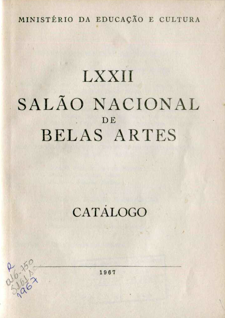 Capa do Livro LXXII Salão Nacional de Belas Artes - Catálogo 1967