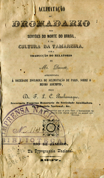 Capa do Livro Aclimatação do Dromadario e da Cultura da Tamareira