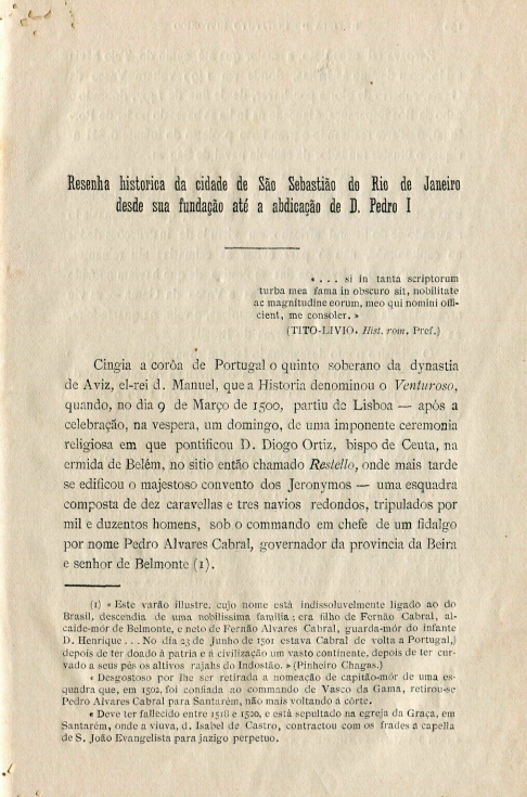 Capa do Livro Resenha Histórica da Cidade de S. Sebastião do Rio de Janeiro