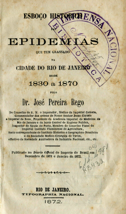 Capa do Livro Esboço Histórico das Epidemias