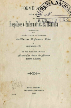 Capa do Livro Formulario para o Uso dos Hospitaes e Enfermarias da Marinha