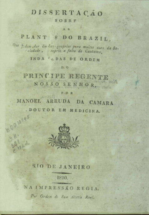 Capa do Livro Dissertação Sobre as Plantas do Brazil