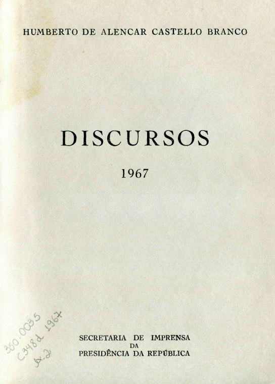 Capa do Livro Discursos 1967 -- Humberto de Alencar Castello Branco