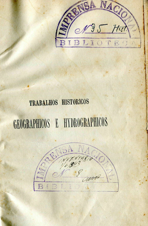 Capa do Livro Trabalhos Históricos Geographicos e hydrographicos