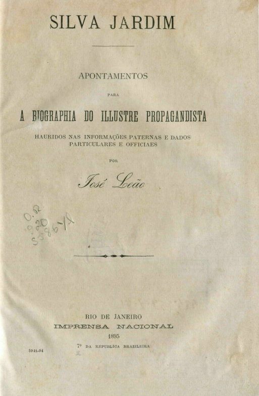 Capa do Livro Silva Jardim - Apontamentos para a Biographia do Illustre Propagandista