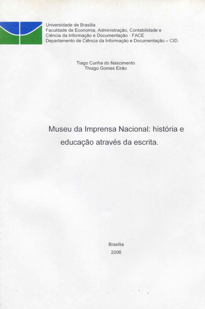 Capa do Livro Museu da Imprensa Nacional:  história e  educação através da escrita