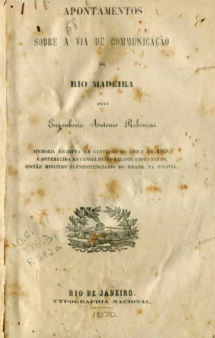 Capa do Livro Apontamentos Sobre a Via de Communicação do Rio Madeira